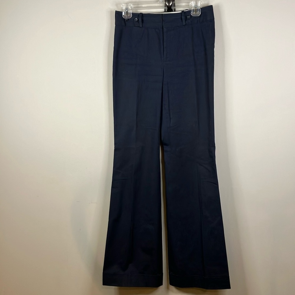 Club Monaco navy wide leg cuffed pants - Picture 2 of 11